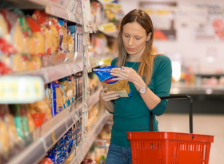 Shopper in food store