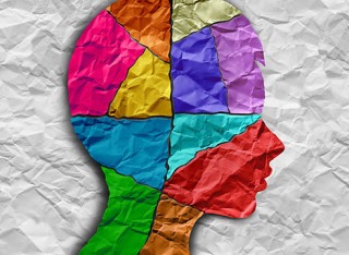 Crumpled paper coming together to form a young student head in a 3D illustration style