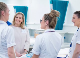 HRH The Countess of Wessex speaking to nursing students