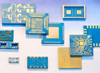 Computer components: silicon chips, transistors, etc