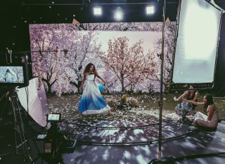 Among the cherry trees – virtual production filming at Surrey