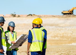 Civil engineers at dig site