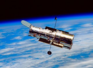 Hubble space telescope in orbit around Earth