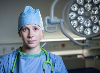 Medical student in operating theatre