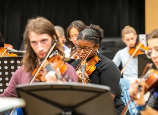 Musicians playing in Surrey University Orchestra Day, Sept 2022