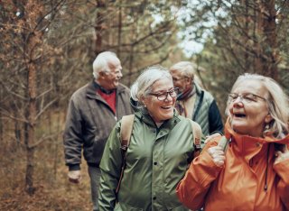 Group of elderly people walking