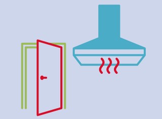 Open door and extractor fan illustration