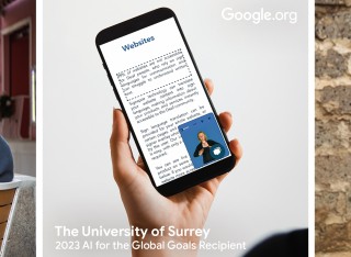 A hand holds a mobile phone displaying text. In the bottom right corner of the screen is a sign language translator. The text says, "Websites - 99% of websites are not accessible for Deaf people, who rely on sign languages for communication and can struggle to understand written text. Signapse technology can translate your website content into sign language, making information about your products and services instantly accessible to the Deaf community."