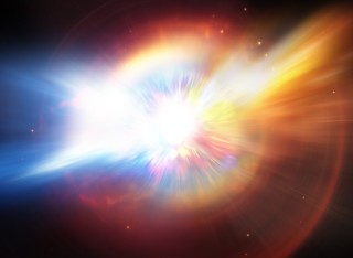 An artistic impression of a supernova explosion in space