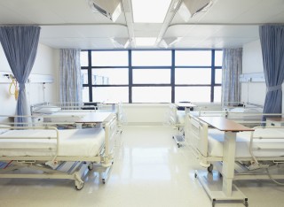 Hospital beds in ward