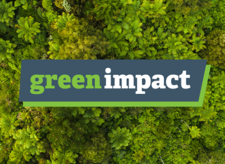 Green Impact logo against trees