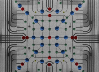 closeup of a crystal implanted into a silicon chip