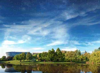 The University of Surrey Lake at Stag Hill Campus, under the stars.