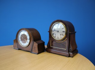 A photograph of the two Battersea clocks