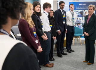 HRH The Duchess of Edinburgh speaking to students