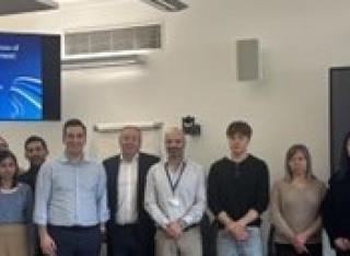 Group of Surrey Business School students at talk given by Barclays