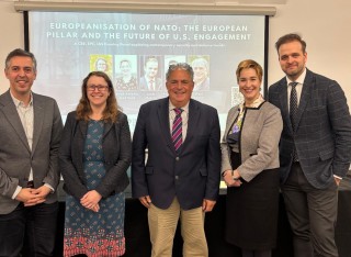 Professor Amelia Hadfield, Professor Theofanis Exadaktylos and Dr Laura Chappell with Paul Taylor and Juraj Majcin