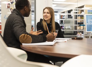 Students studying in library