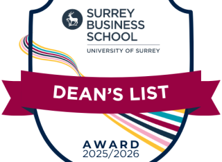 Emblem for Surrey Business School's Dean's List Award for 2025-26