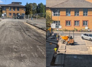 Construction underway outside Senate House