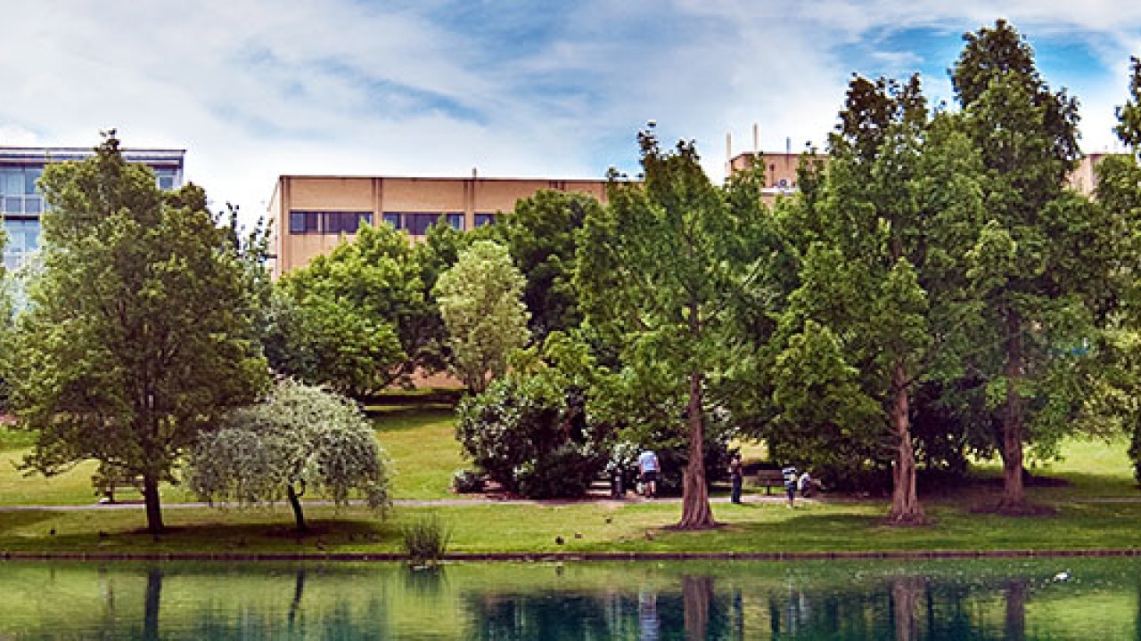 Lake by Duke of Kent building