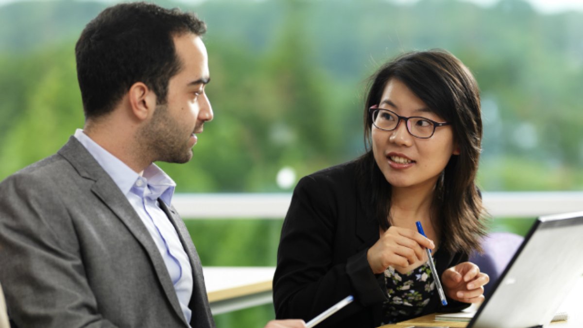 Two students having a conversation