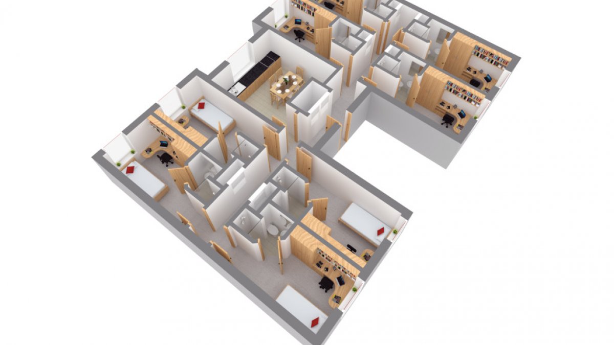 A floor plan of a Band D room