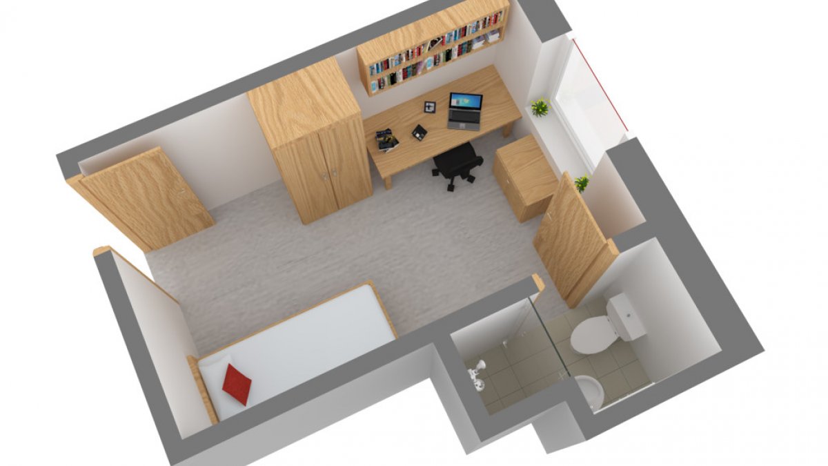A floor plan of a Band D room