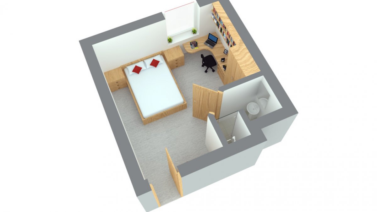 A floor plan of Manor Park enhanced en-suite room