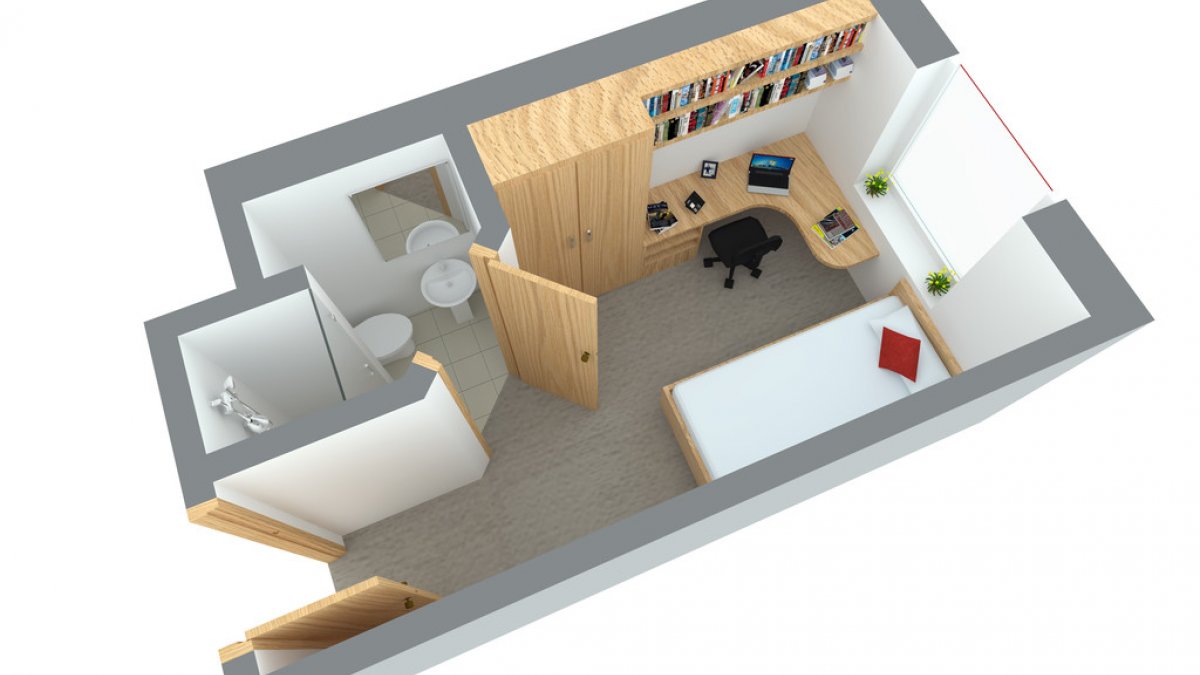 A floor plan of a Band D room