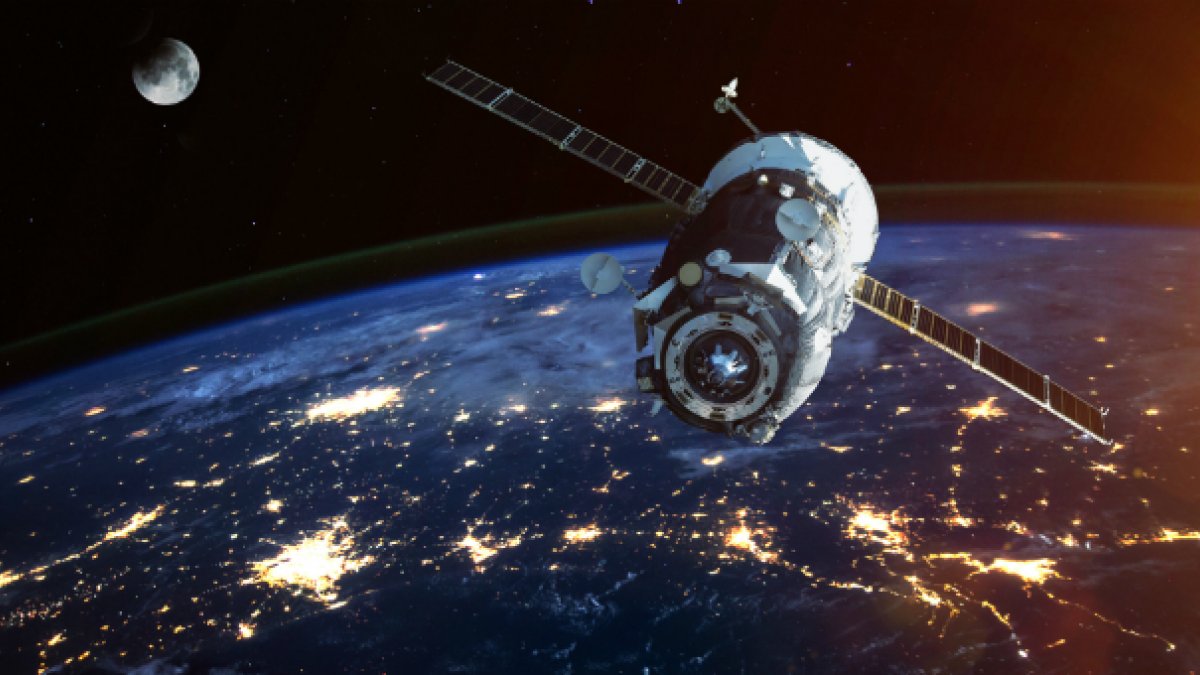 Satellite in space orbiting the earth