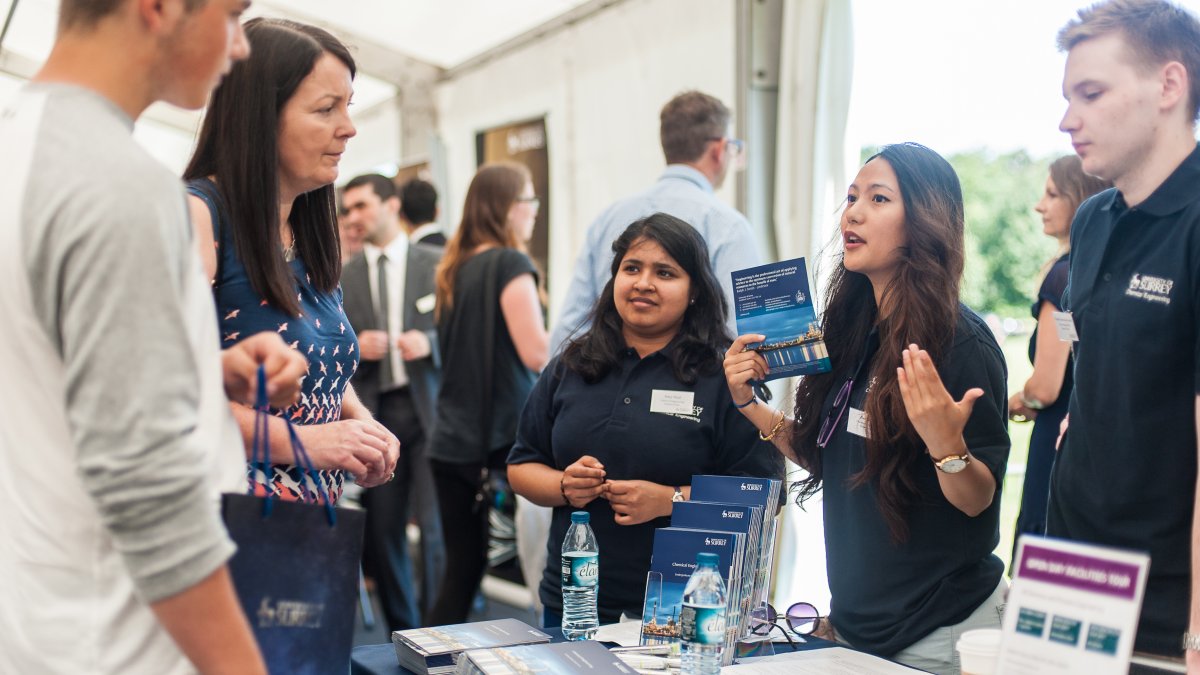 Students and parents at the information fair