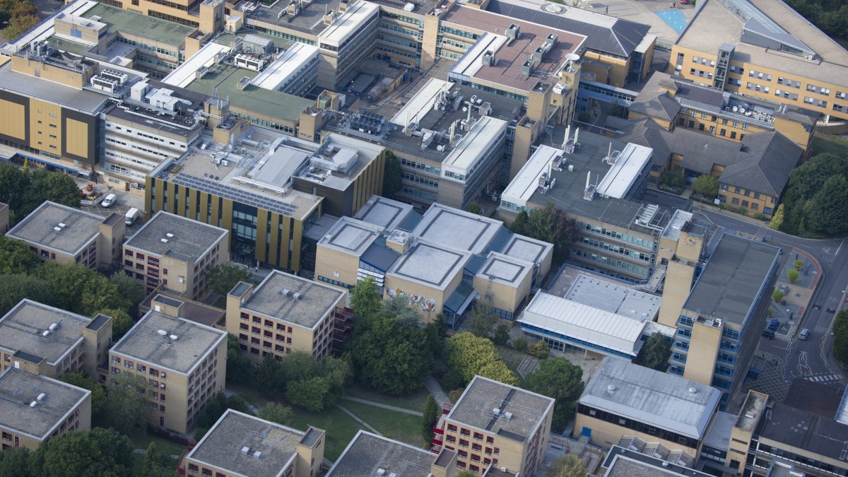 Aerial view of University of Surrey campus