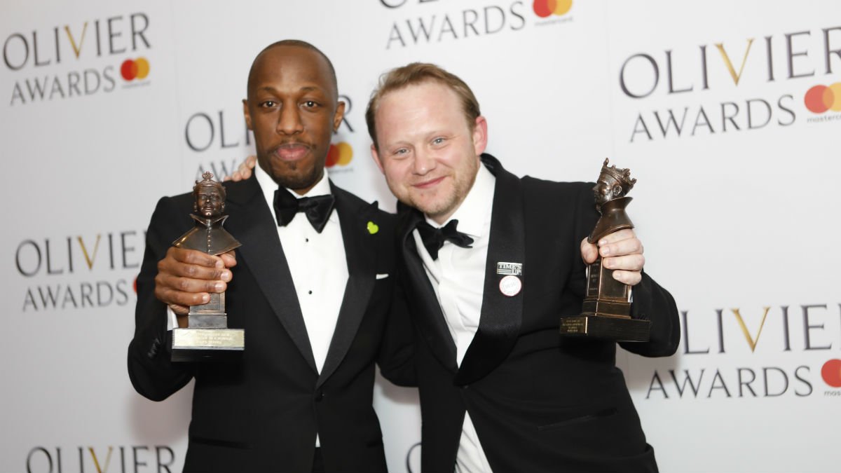 Giles Terera and Michael Jibson with their Olivier awards