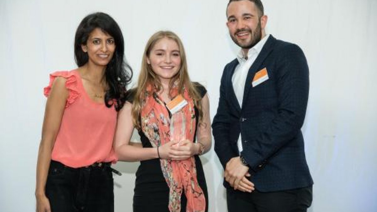 Student Hannah Blair and presenter Konnie Huq