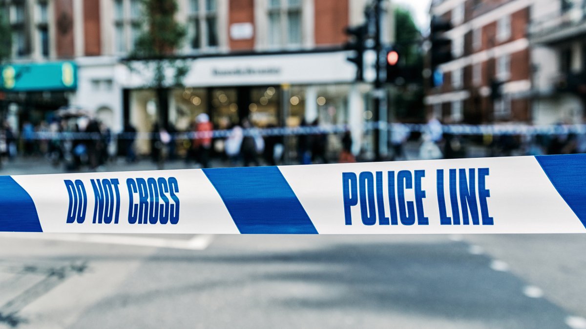 Crime scene surrounded by police tape