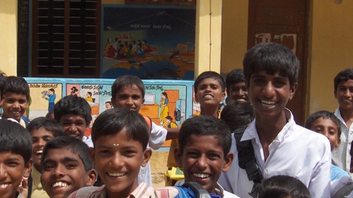 Row of children smiling