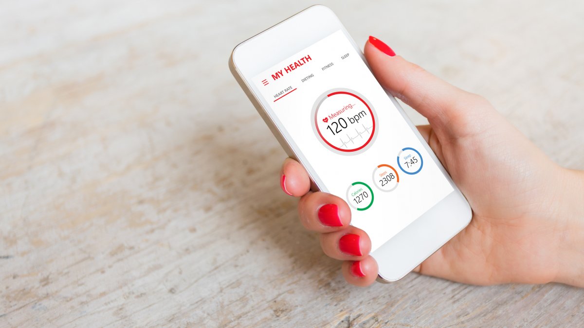 Person using mobile phone to view health data