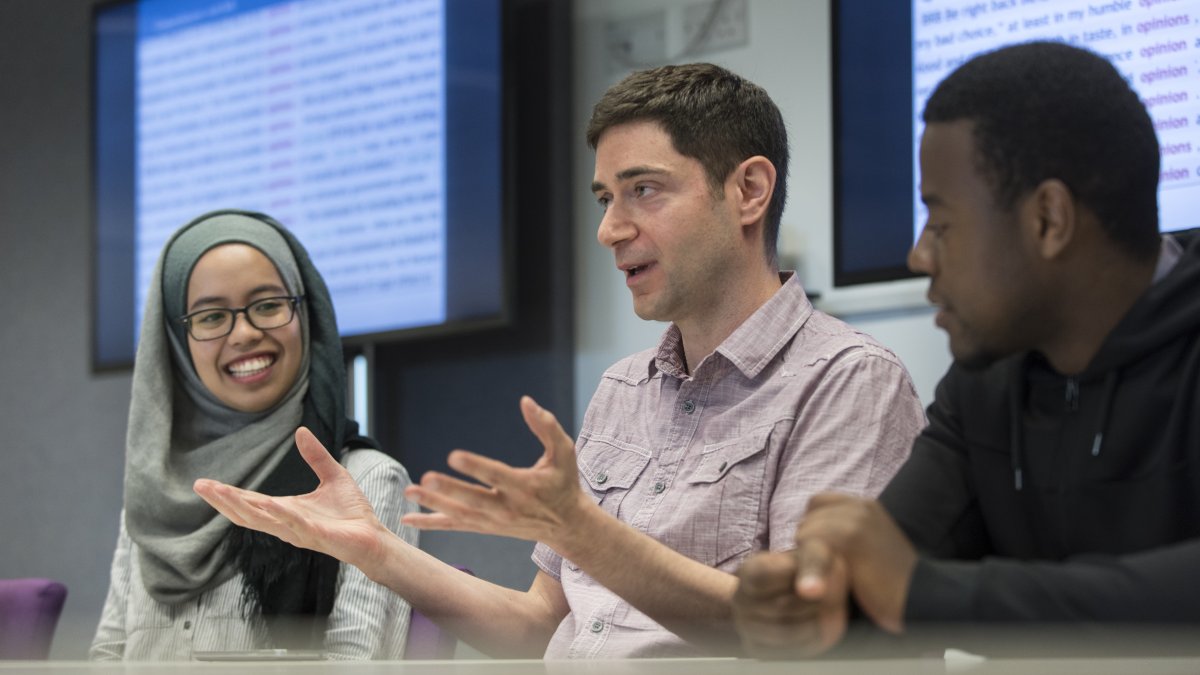 Students having a discussion