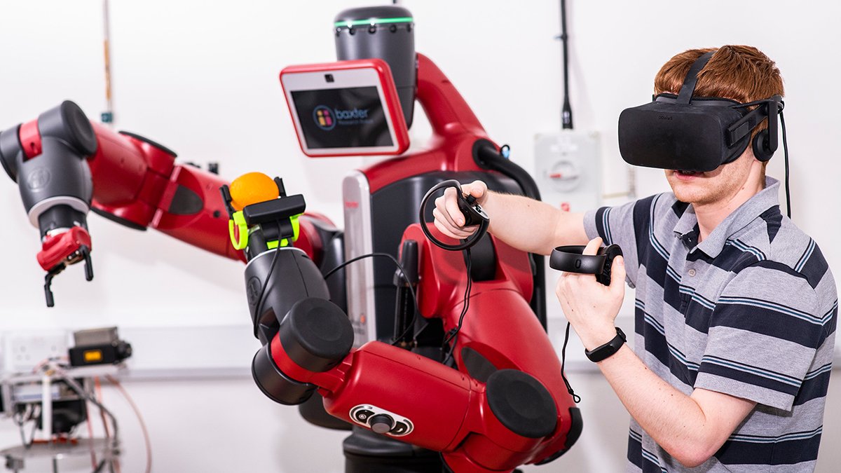 Man using robot