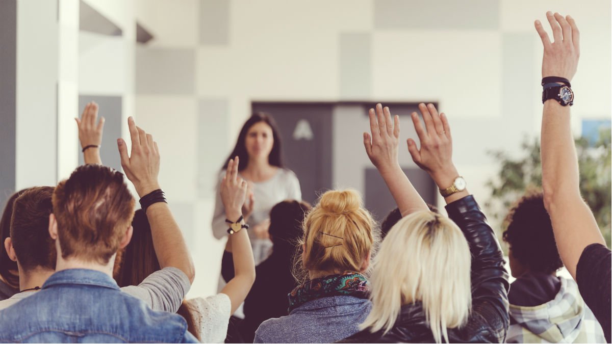 A teacher is teaching in the classroom