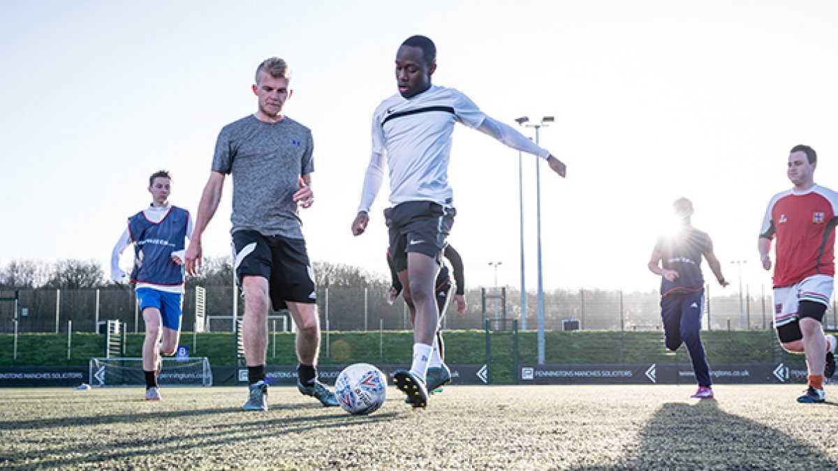 Students playing football