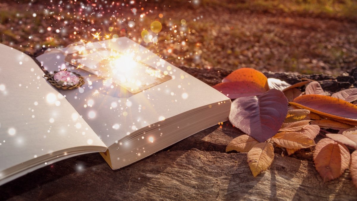 Books with lights coming out from pages
