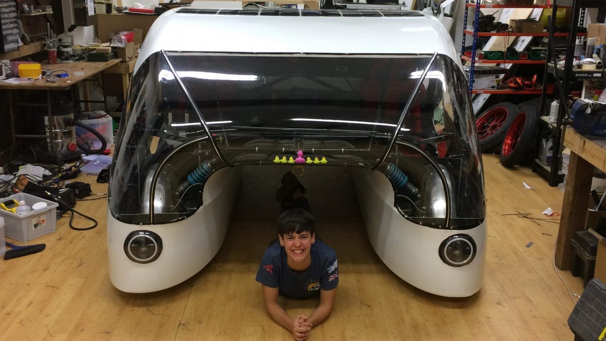 Lucy Rushbrook with solar powered car