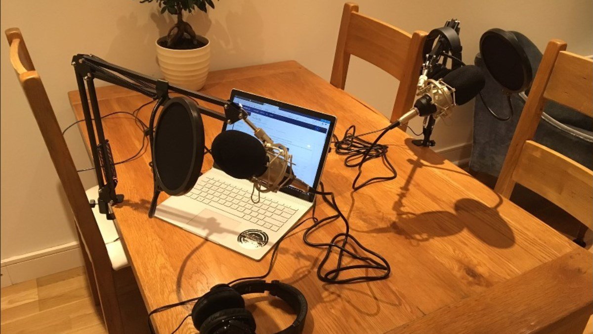 Recording equipment on desk