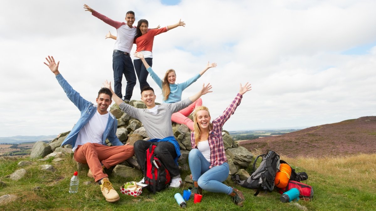 Group of teenage hikers