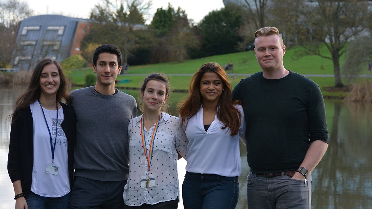 Quantum biology students by the lake