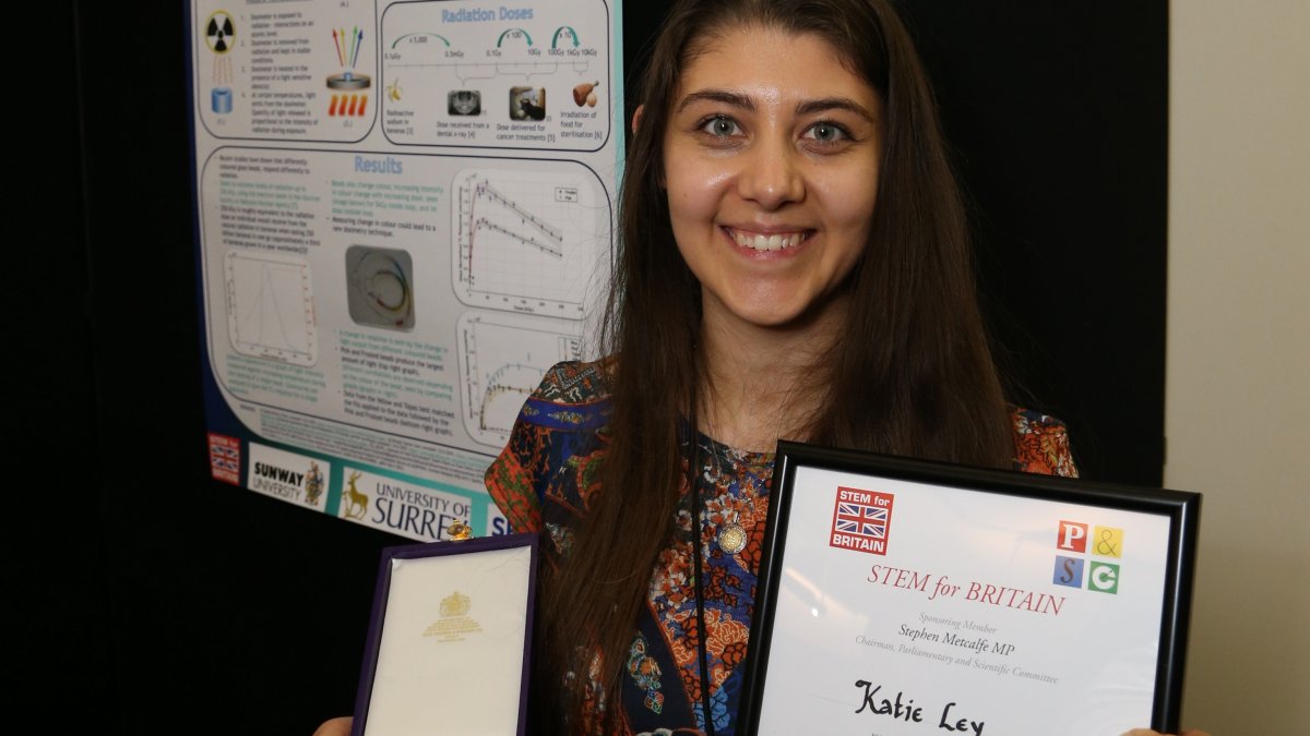 Katie Ley with her award