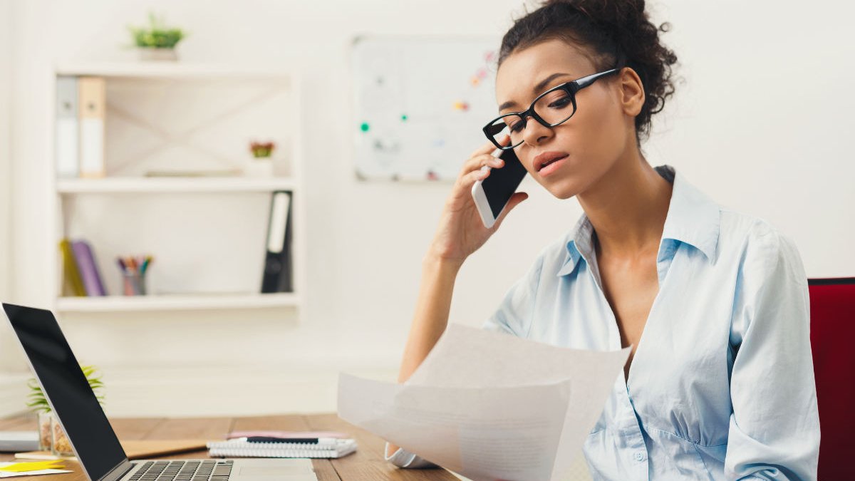 Woman at a desk working