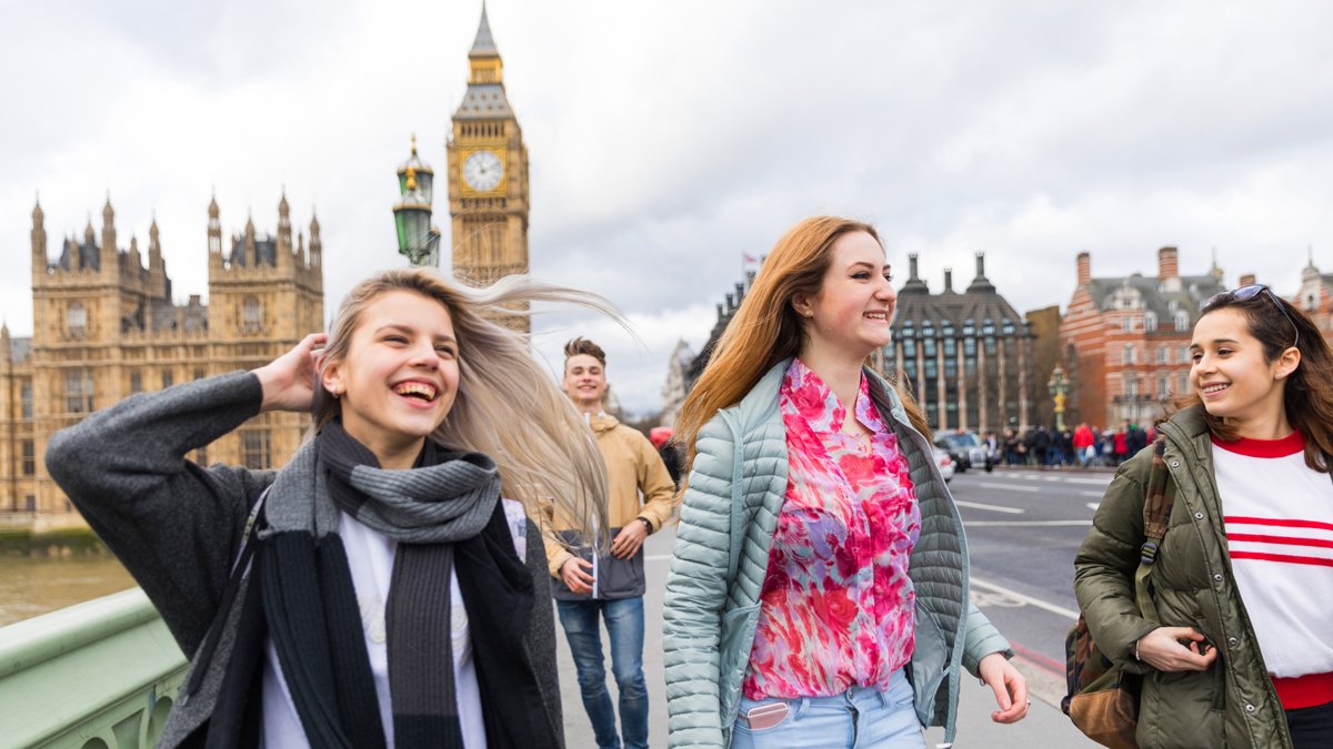 Students walking in London